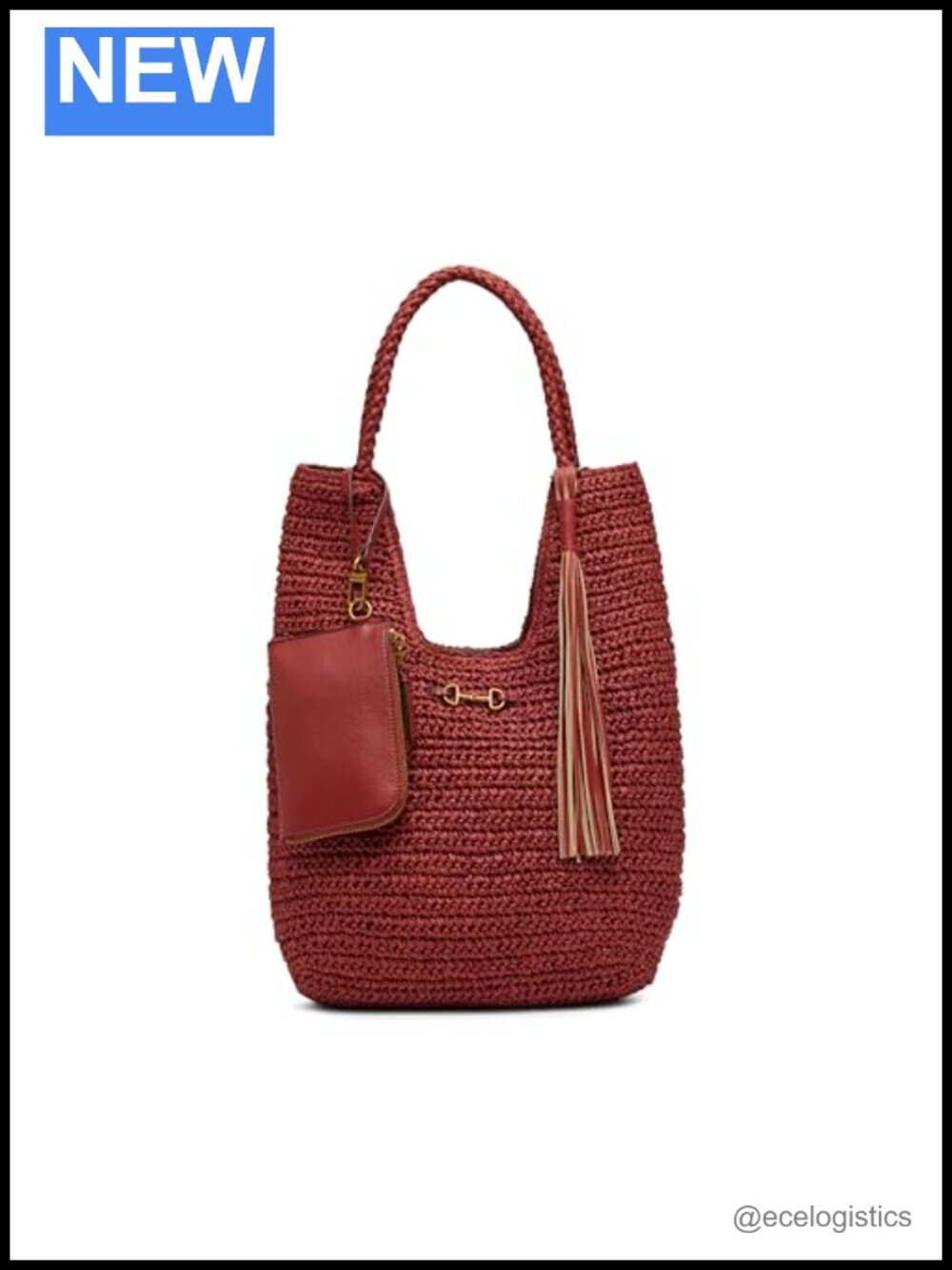 Tapered North South Tote with Pouch - Large Shoulder Bag